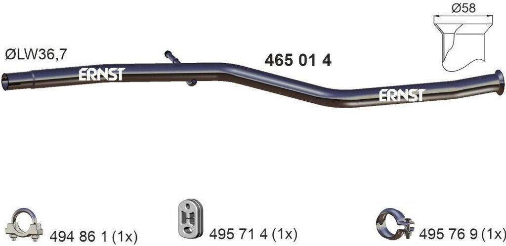 ERNST 465014 Reparaturrohr Katalysator KAT passend für PEUGEOT 206 Schrägheck (2A/C) 206 Stufenheck