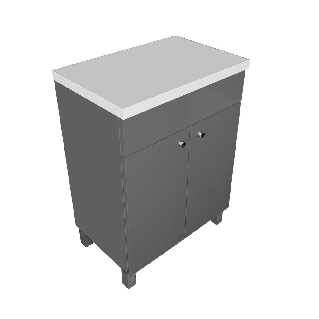 paplinskimoebel Waschbecken mit Unterschrank IGA für Badezimmer Waschbeckenunterschrank Stehend mit Waschtisch Badschrank 60 Graphit Badezimmersch...