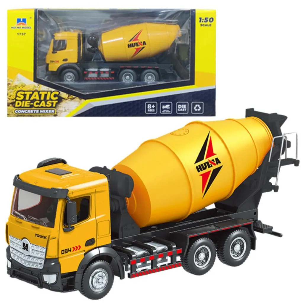Bétonnière en métal jaune 1:50 avec tambour rotatif et châssis lourd