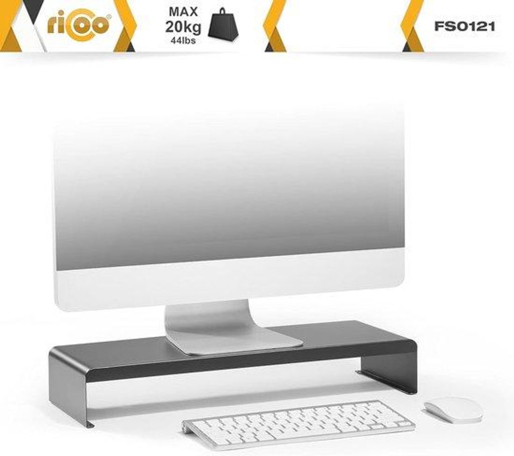 Monitorstandaart für Büro - Ergonomische Höhenverstellung für Laptop, TV und Bildschirm - Raumsparendes Design in matt schwarz