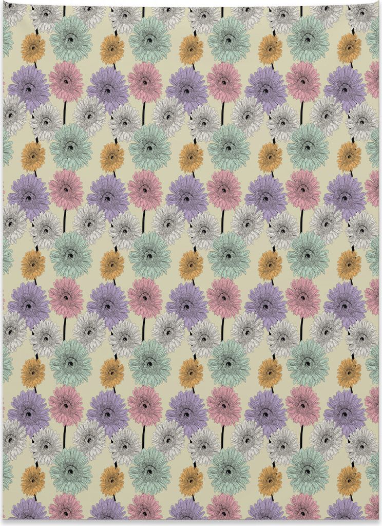 Abakuhaus Bunt Wandteppich, Chrysantheme Pflanzen aus Weiches Mikrofaser Stoff Kein Verblassen Klare Farben Waschbar, 110 x 150 cm, Mehrfarbig