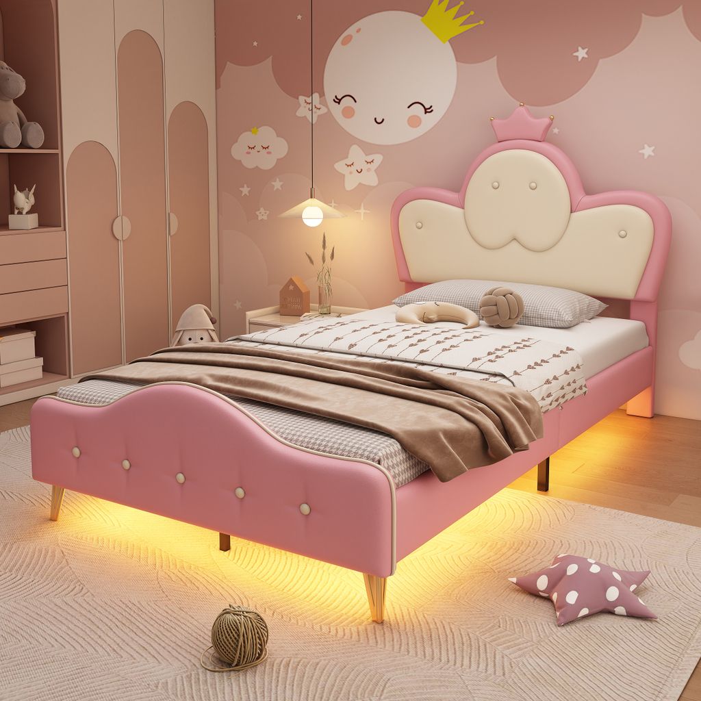 Flieks Kinderbett Polsterbett 90x200cm mit LED, Jugendbett Produktbild 