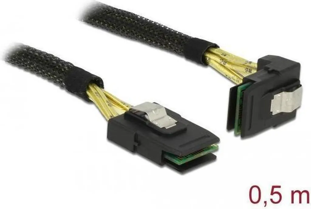 Câble Delock Mini SAS SFF-8087 vers SFF-8087 Angulaire 0,5m Haute Qualité