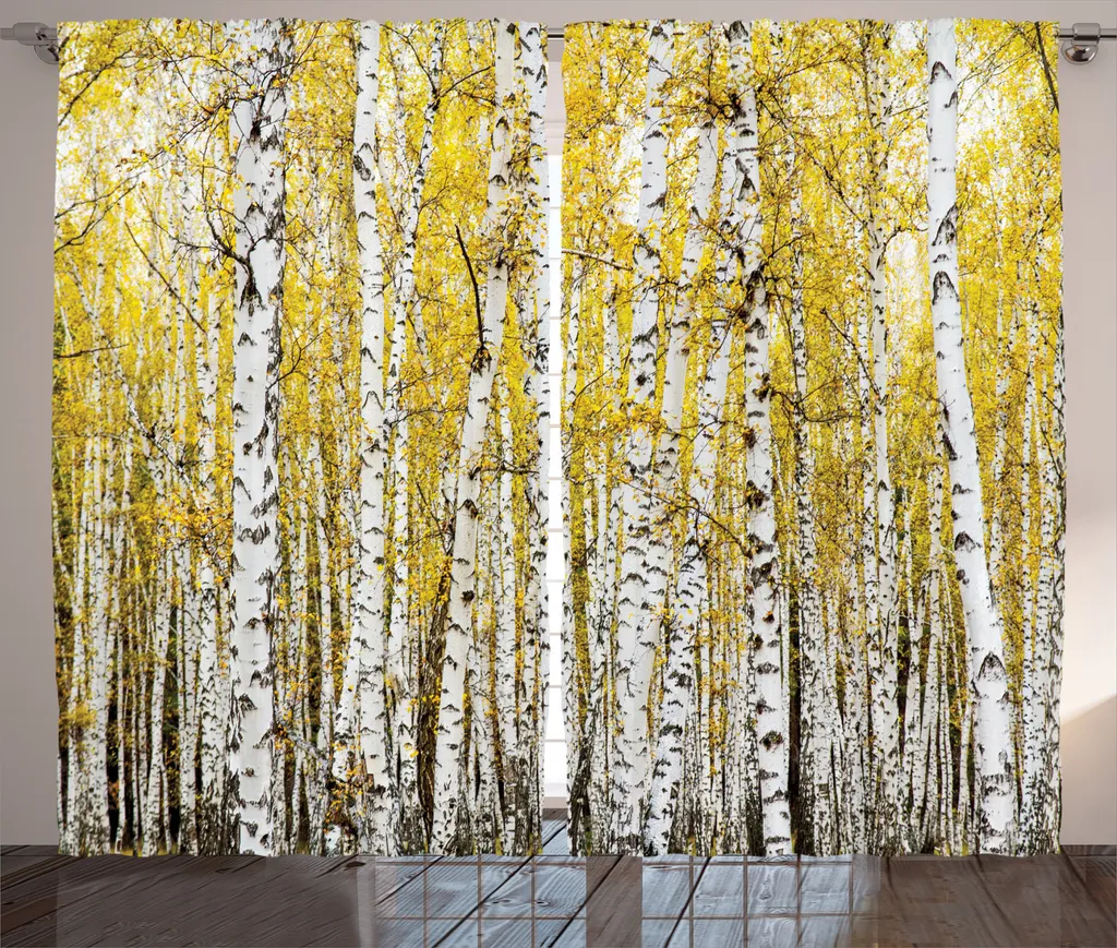 Rideau de Chambre à Fronces Motif Automne avec Crochets 280x225 cm