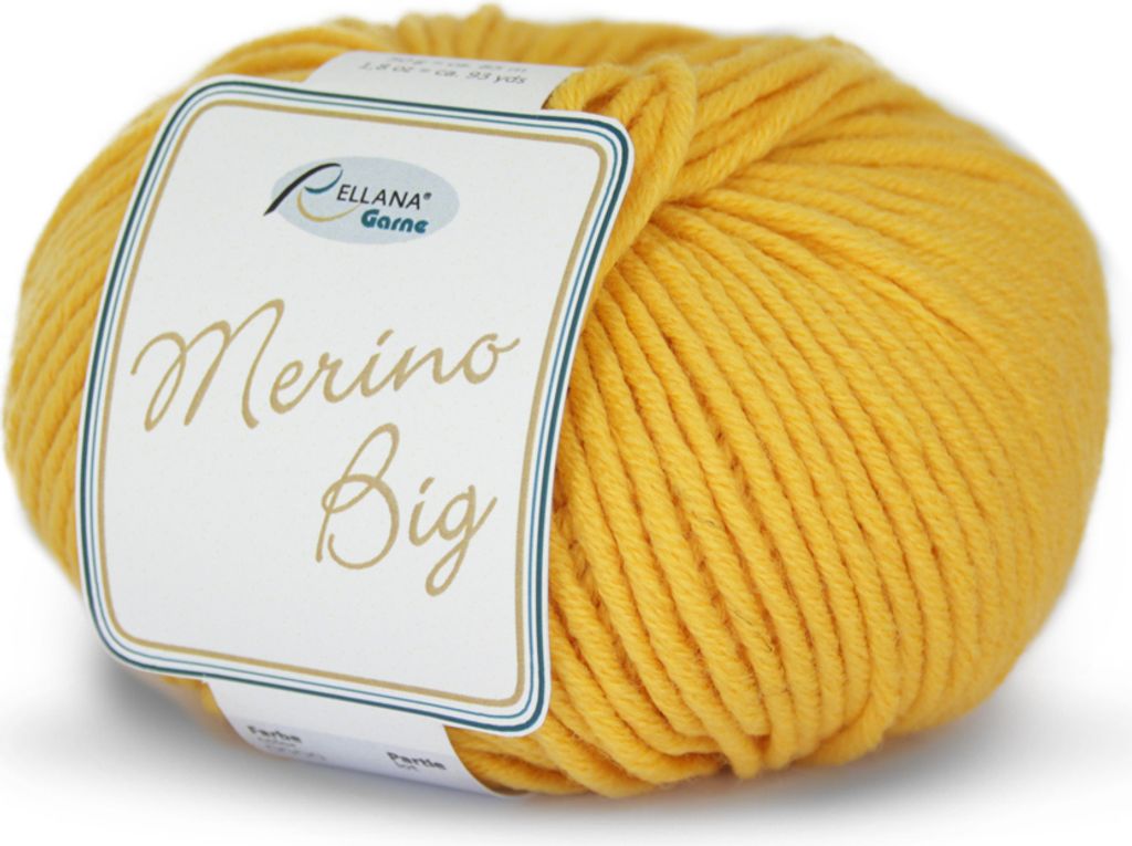 Rellana Merino Big, 60% Schurwolle (Merino), 40% Polyacryl, 50 gr. gelb 21