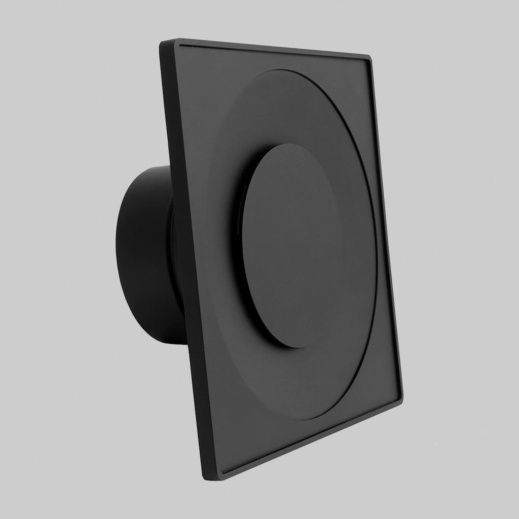Tellerventil Lufteinlass und Luftauslass Ø 125 mm, quadratisch, schwarz