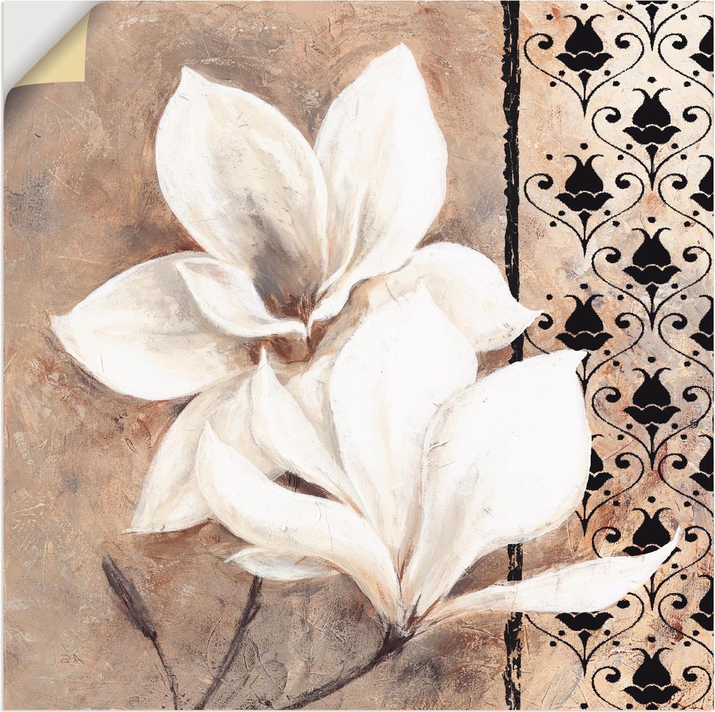 ARTland Wandbild, selbstklebend Klassische Magnolien mit Ornamenten Größe: 40x40 cm