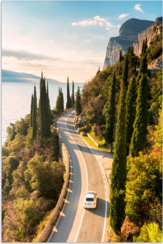MuchoWow Poster Italien - Küste - Auto 40x60 cm - Plakate für die Wand - Poster Babyzimmer