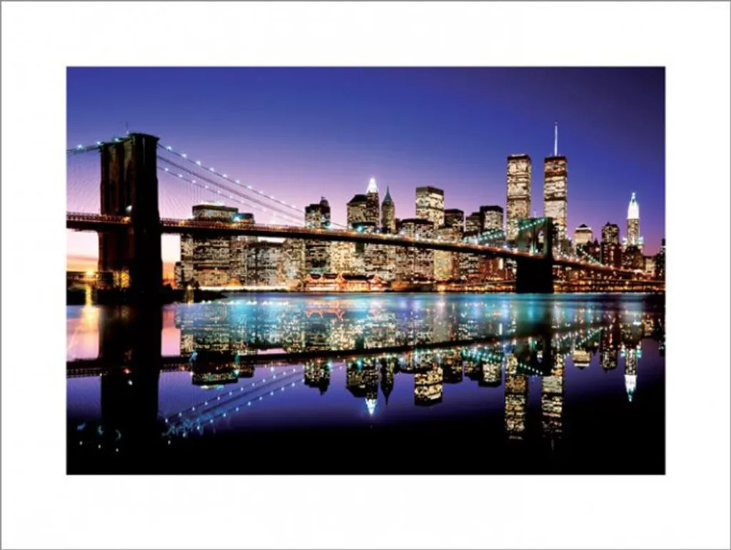 Ponte di Brooklyn - Stampa artistica - Colorata + 1 confezione di tesa Powerstrips® - Contenuto 20 pezzi