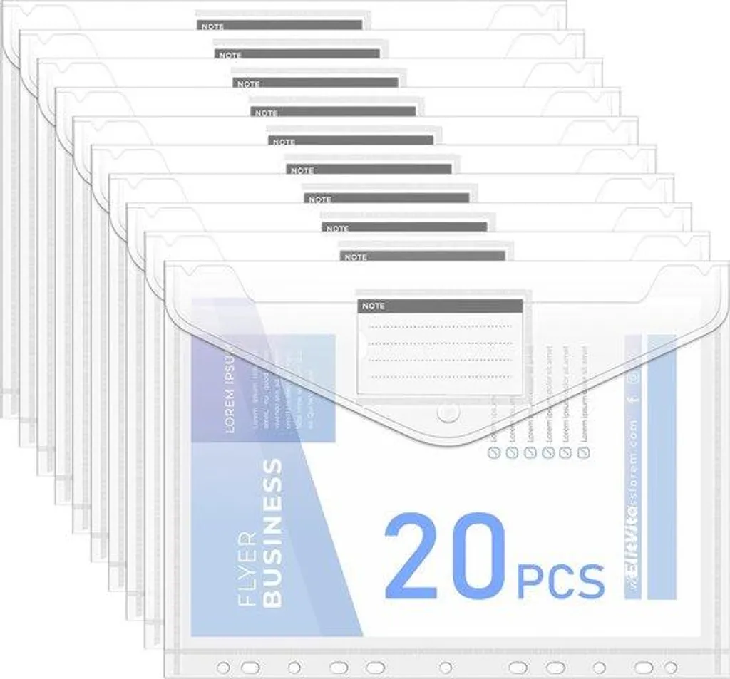 Organiseur Document A4 pour Étudiants et Pro - 20 Pochettes Transp.