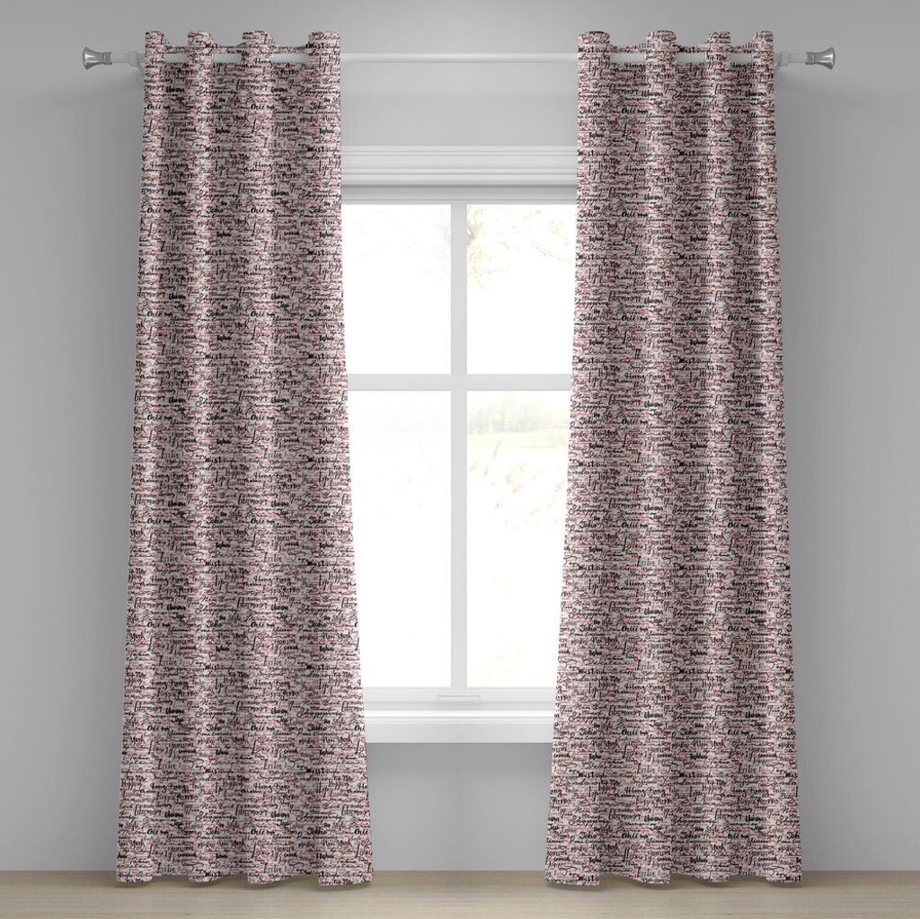 ABAKUHAUS Modern Ösenvorhang, Tinten-handgeschriebene populäre Land-Hauptstädte mit Mode-Fantasie-Wörtern Grafik, Dekorative 2-Panel-Fenstervor...