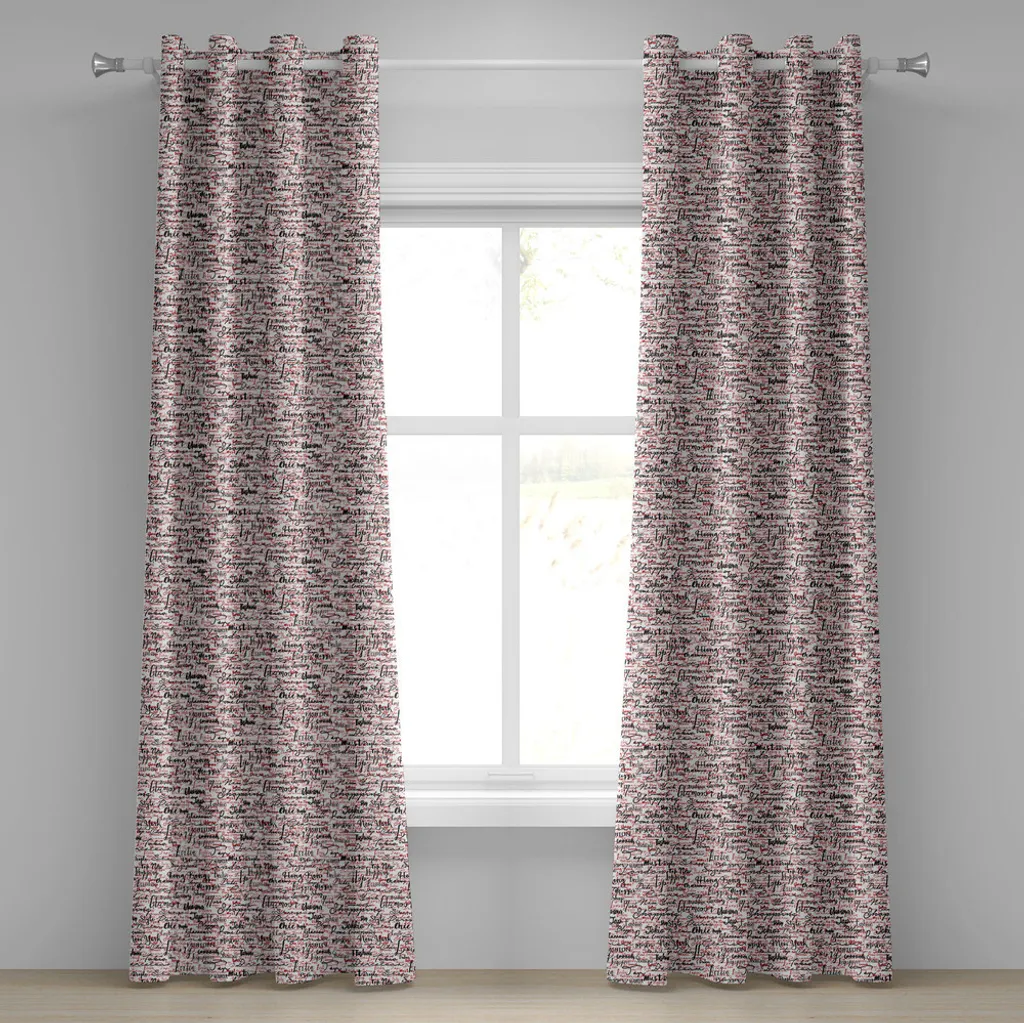 ABAKUHAUS Rideau à œillets moderne 2 panneaux 280x175 cm Noir et Rouge