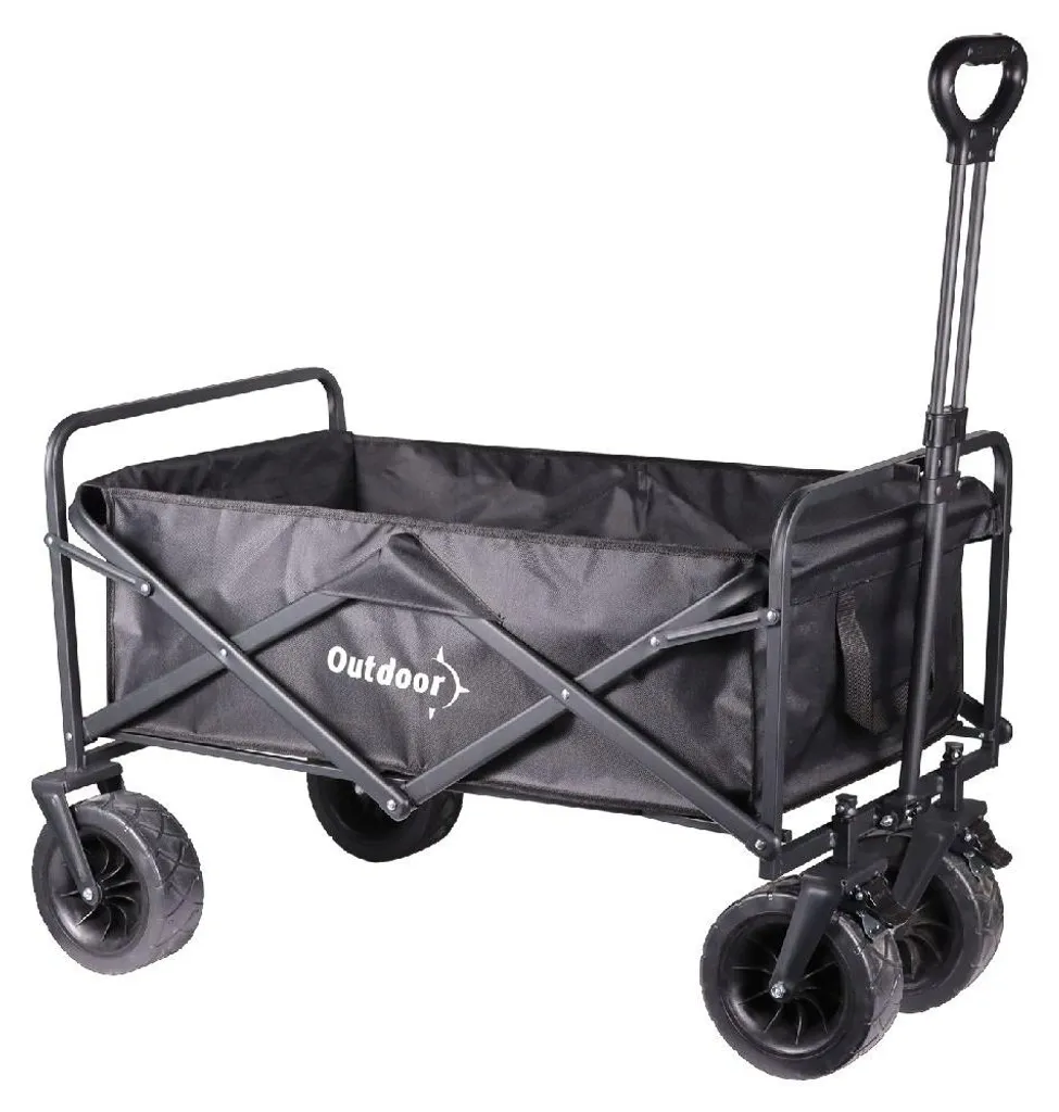 Chariot extérieur pliable Bollerwagen noir - Idéal camping et jardin