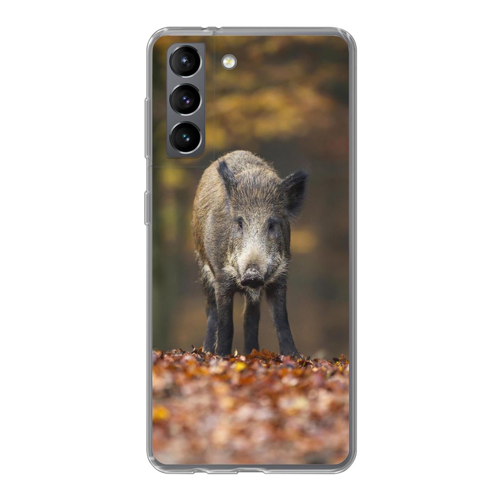 MuchoWow Handyhülle Schutzhülle Hülle für Samsung Galaxy S21 Wildtier - Wald - Herbst Silikon Softcase Handy Hülle - Softcase