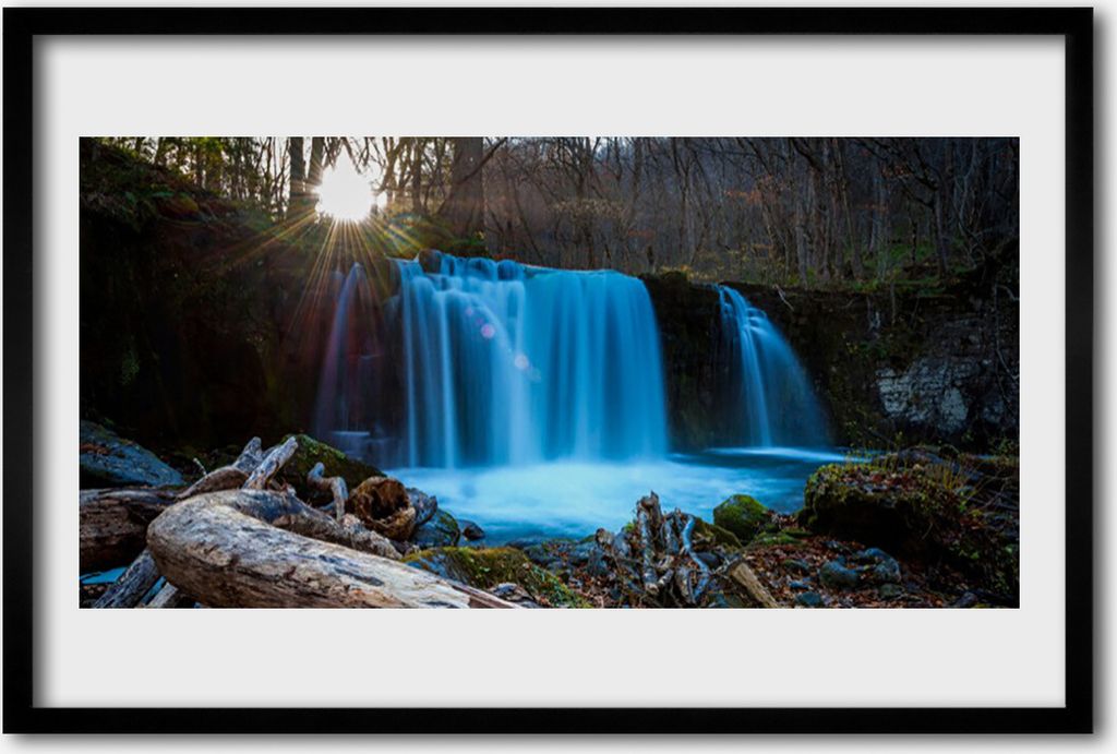 Bild 60x40 MDF-Rahmen Wandkunst Sun Wasserfall Natur