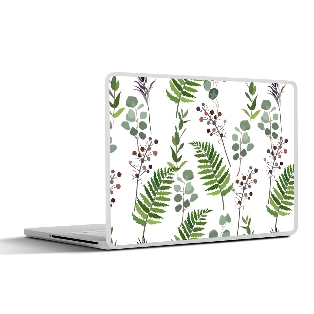 MuchoWow Laptop Aufkleber Sticker Cover Pflanzen - Muster - Blätter - Kräuter 25x18 cm - Laptop-Deko