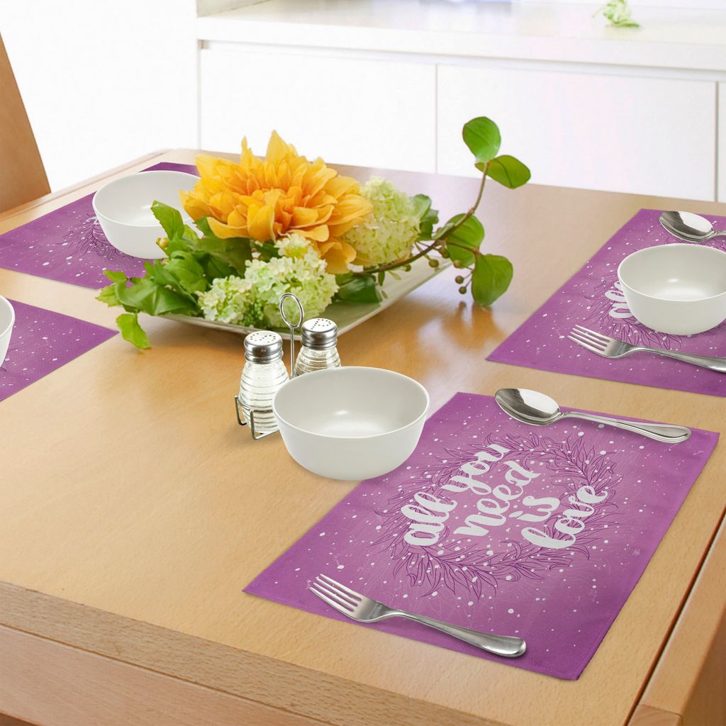 ABAKUHAUS Liebe Platzmatten, Valentinstag-Konzept-abstrakte Blumenkranz-Bürsten-Guss-Farbe spritzt Schmutz-Blick, Tiscjdeco aus Farbfesten Stoff f...