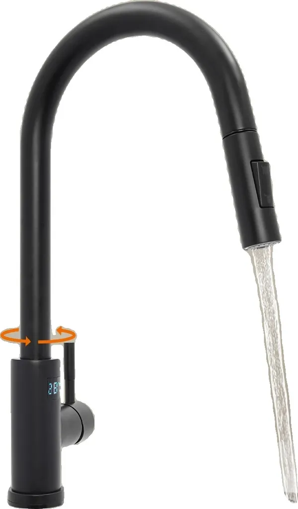 Rubinetto Nero Opaco Inox 360° con LED | Essenzialità e Tecnologia - 1