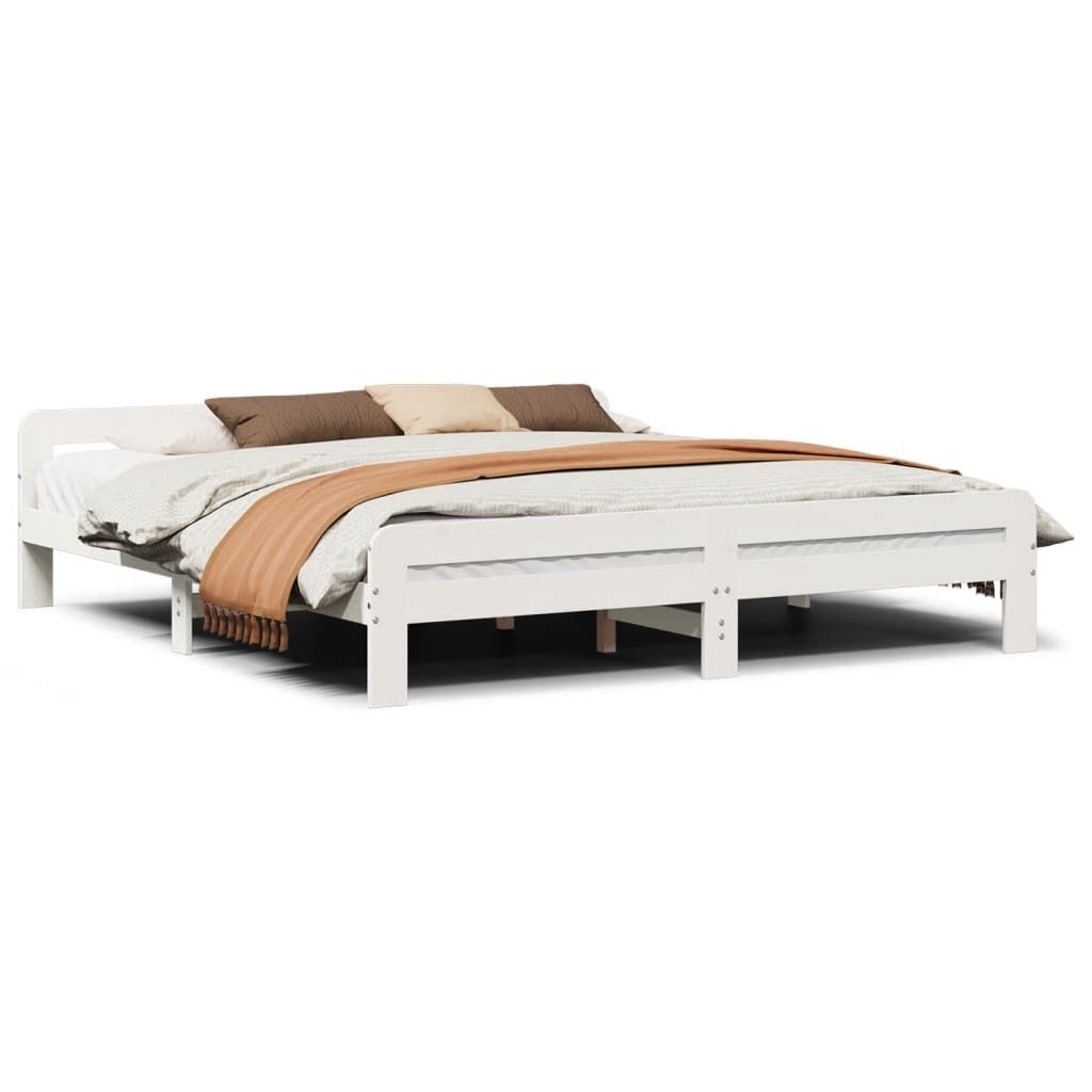 vidaXL Massivholzbett ohne Matratze Weiß 200x200 cm Kiefernholz
