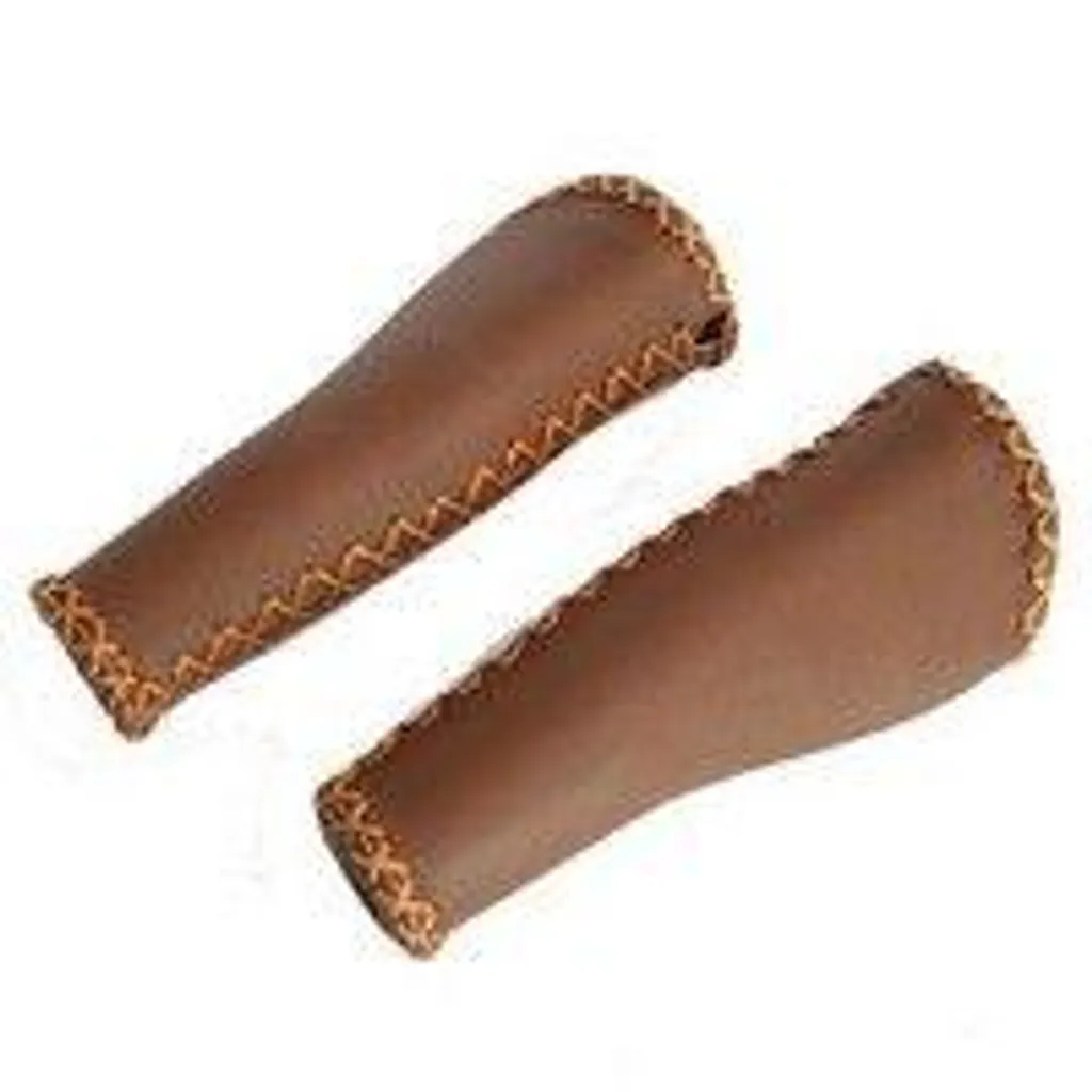 Poignée de guidon vélo Ergo en cuir marron foncé 135mm pour cyclisme