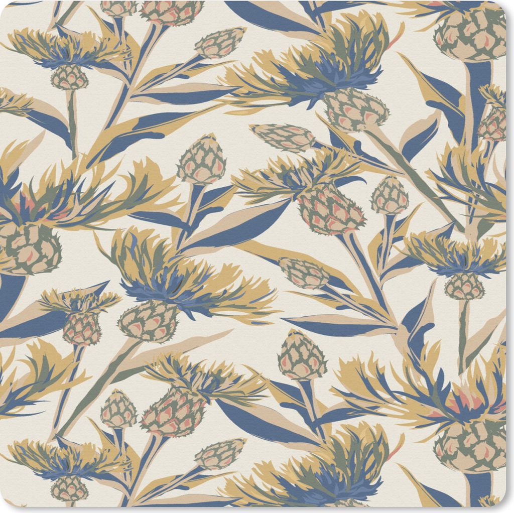 MuchoWow Mauspad Mousepad Blumen - Muster - Gestaltung - Natur 20x20 cm - Mousepads - Maus Mat - Pad - Mausunterlage - Desk Mat - Bureauartikeln