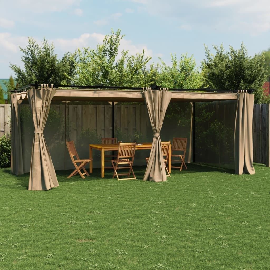 "im Angebot" Pavillon mit Vorhängen Taupe 6x3 m Stahl - Pavillons & Partyzelte CC17508