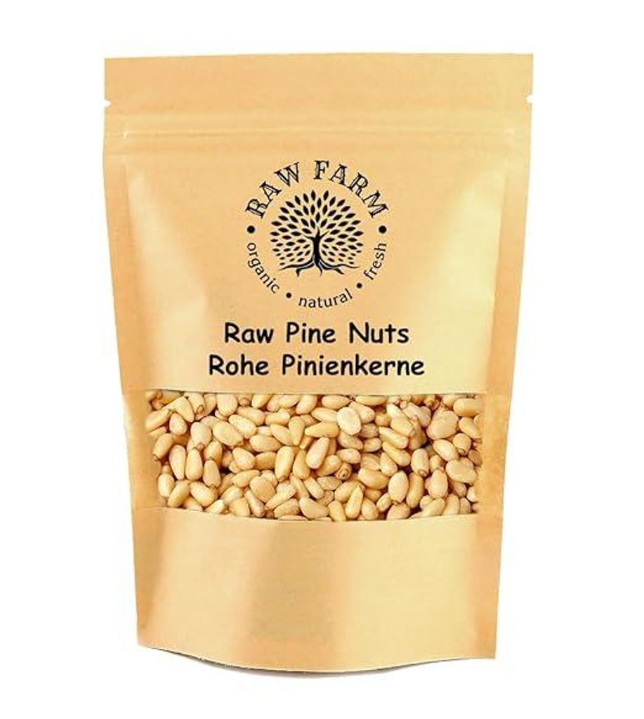 Raw Farm -Pinienkerne roh – glutenfrei, naturbelassen & schonend Getrocknet – Perfekt zum Kochen, Backen & Salaten, 500 Gramm