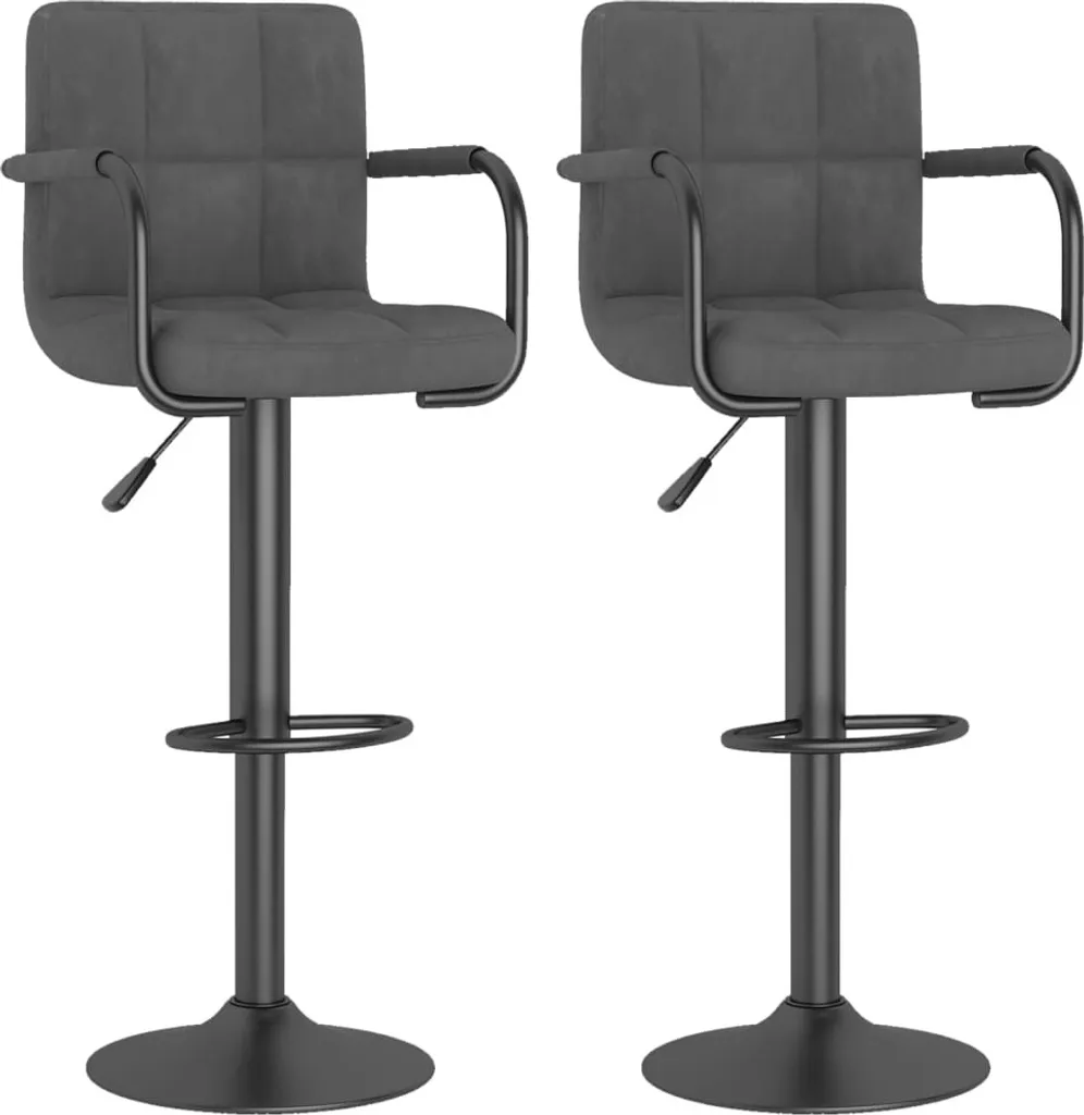 Sgabelli Bar Velluto Grigio vidaXL Set da 2 | Altezza Regolabile Gas