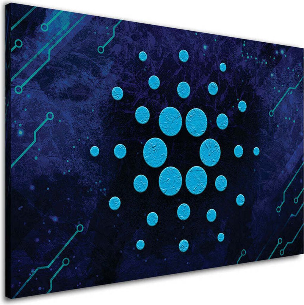 Wandbild Leinwandbild Krypto-Bild Blue Style Kunstdruck XXL Wanddeko: 150x100x4cm