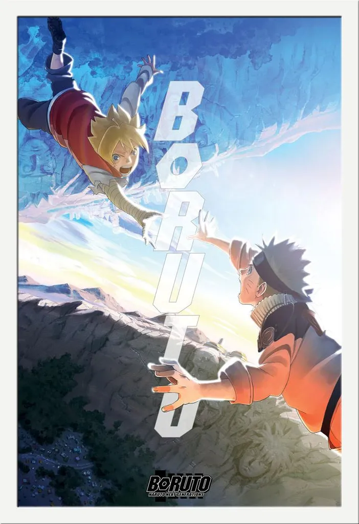 Poster Boruto Naruto Cadre Amovible Shinsuke MDF Blanc Vitre Protectrice