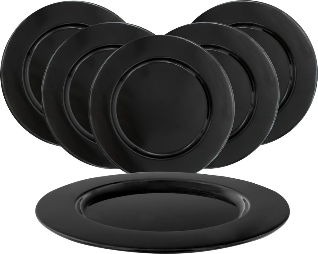 1.06 Aluminium Deko Teller ca. Ø 33 cm - 6er Set - Alu Kerzen Teller in schwarz (6 Stück)