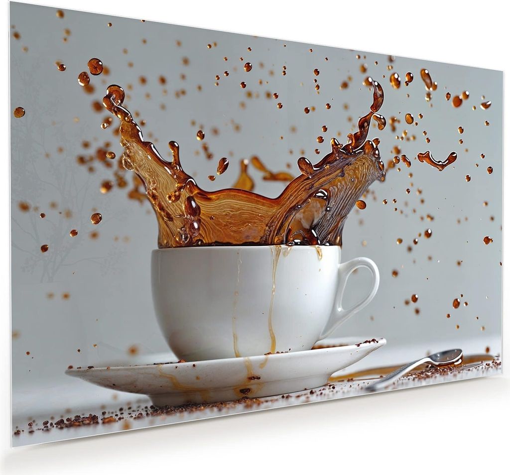 Glasbild 60x40cm in XXL für Wohnzimmer, Schlafzimmer Motiv Kaffeeexplosion
