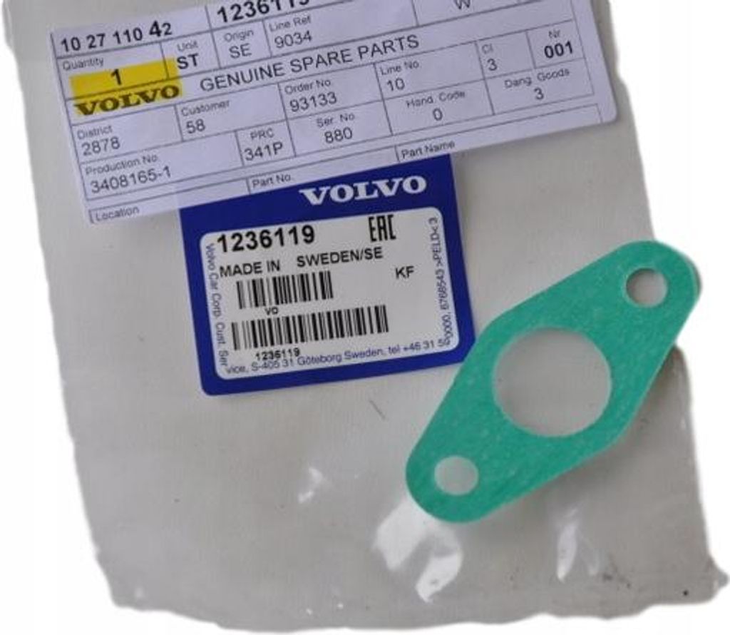 VOLVO S80 S90 V90 XC70 OE Wassertropfen Dichtung Neu Original vom Vertragshändler
