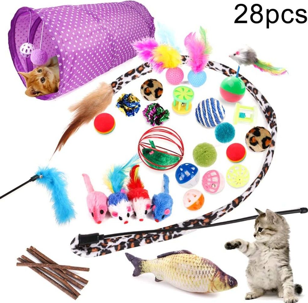 36 Stück Pelzmäuse Katzenspielzeug - Bonbonfarben Mit Rasselgeräusch