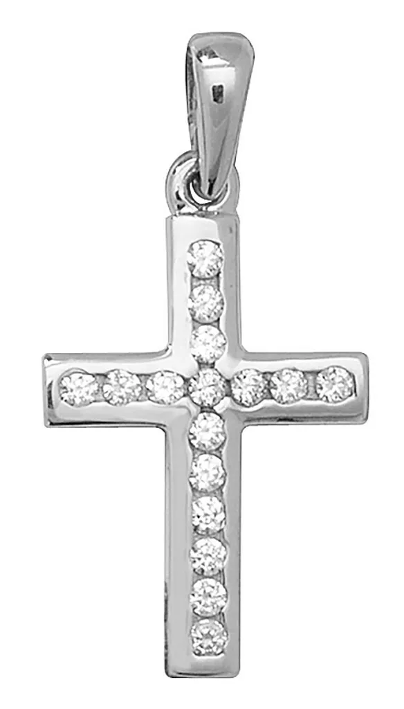 Pendentif Croix Or Blanc 375 et Zirconium TRS106319KW pour Femme