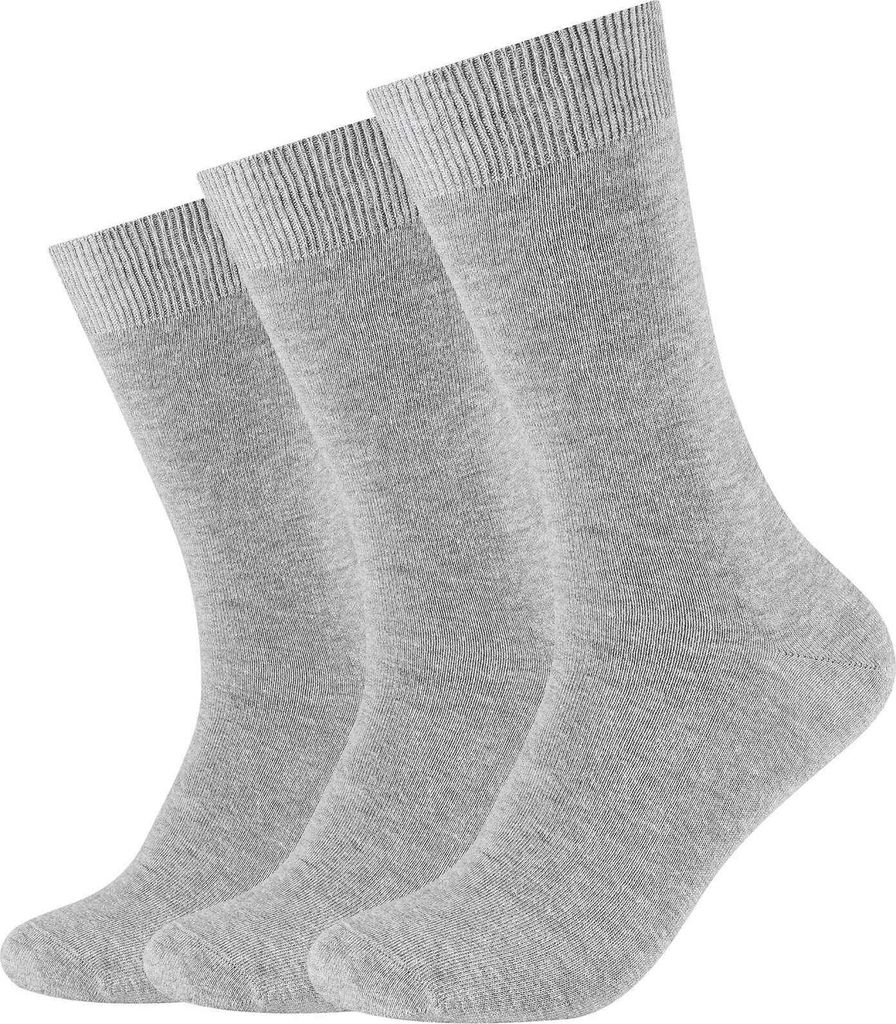 3er Pack camano Comfort Baumwoll Socken Uni 0010 - light grey melange 43-46