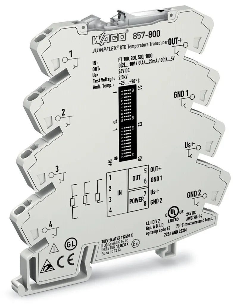 WAGO 857-800 Transmetteur de température J/K rail DIN série JUMPFLEX