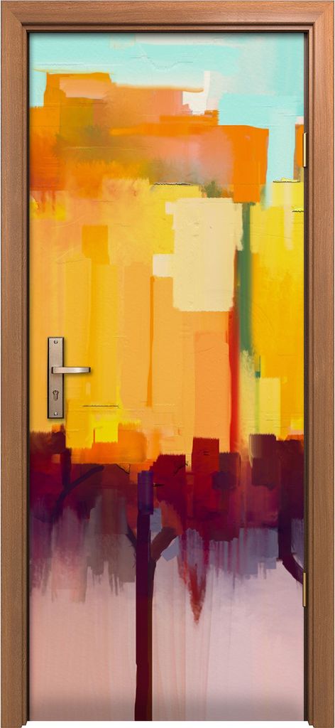 Türposter 80x200 cm Türaufkleber Türtapete Türfolie Klebefolie Abstrakte Bunte Malerei Landschaft