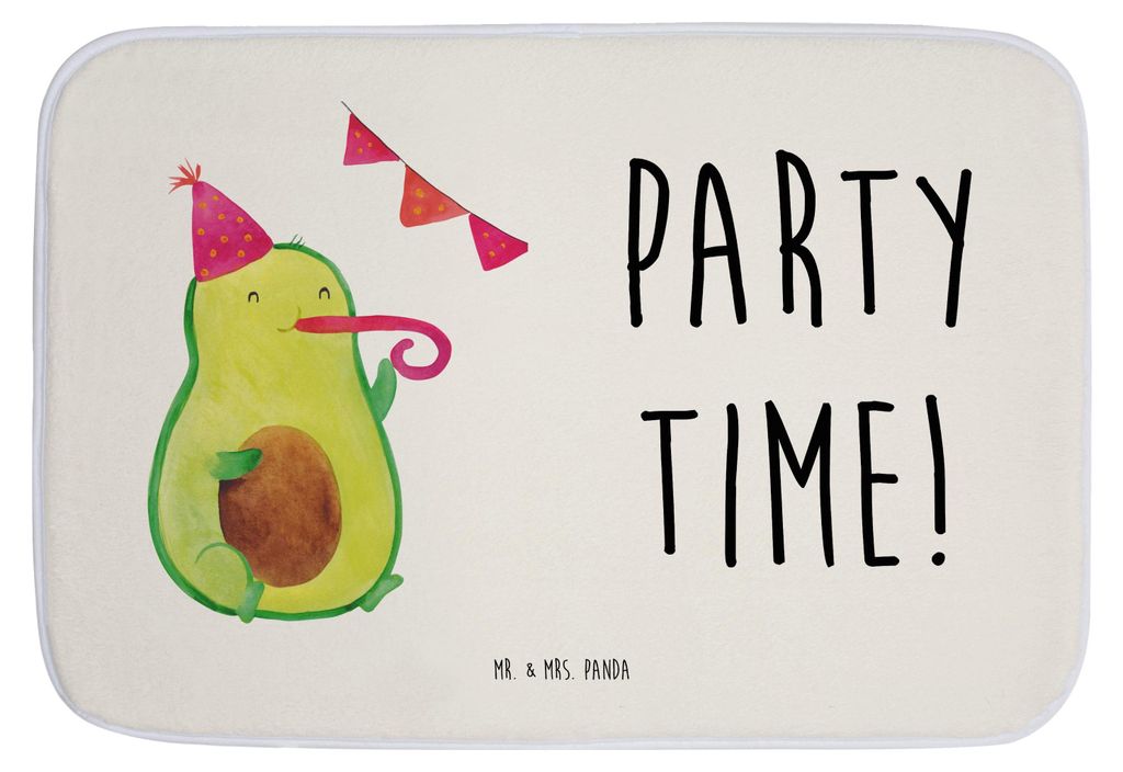 Mr. & Mrs. Panda Badteppich Avocado Party Zeit - Weiß - Geschenk, Happy Birthday, Badematte, Geburtstag, Feier, wannenvorleger, Badvorleger, Badez...
