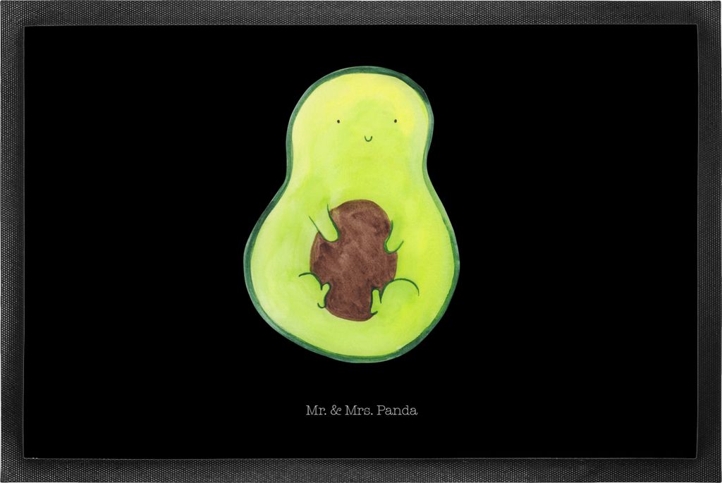Mr. & Mrs. Panda fußmatte Avocado Kern 50 x 75 cm - Schwarz - Geschenk, Schmutzfangmatte, Pflanze, Spruch Leben, Schuhabstreifer, Fußabstreifer, ...