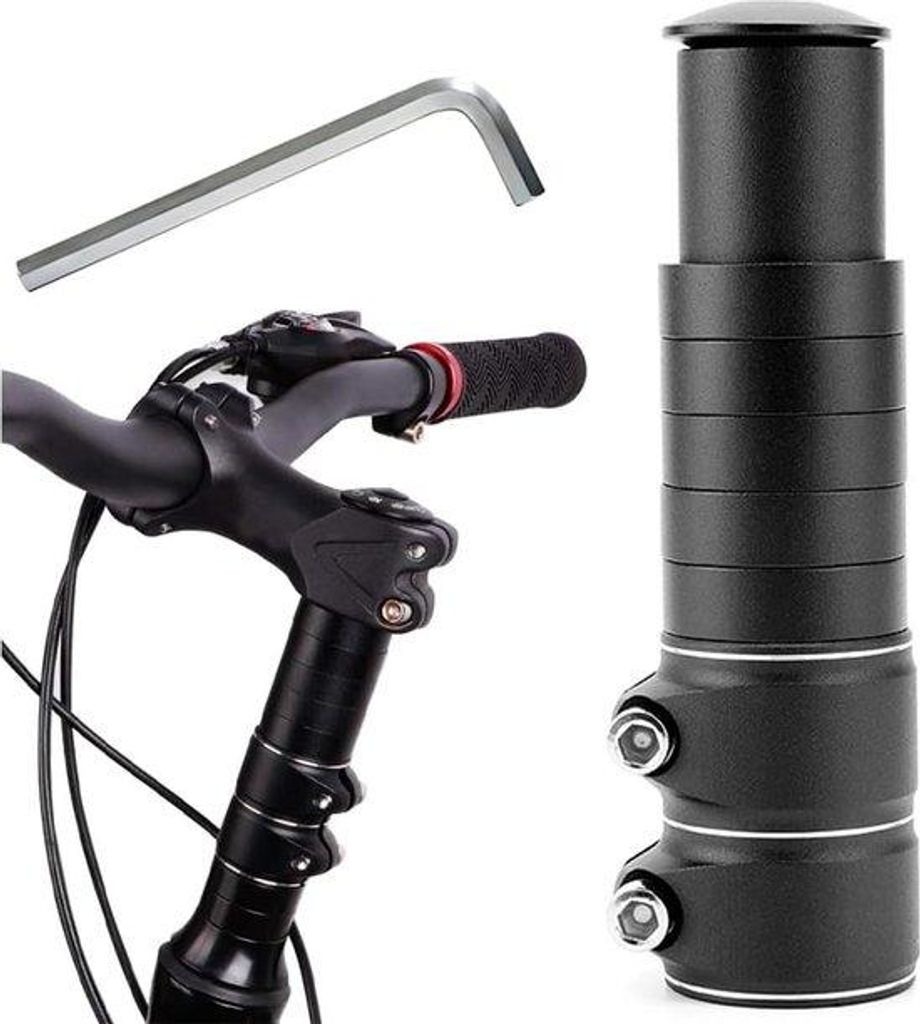 Lenkererhöhung Fahrrad, Lenkererhöhung, Gabelschaftverlängerung mit Sechskantschlüssel für MTB, Rennrad, Stadtfahrräder, schwarz, 13,8 x 2,86 cm