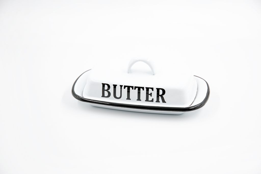 Butterdose weiß Emaille Landhausstil Produktbild 