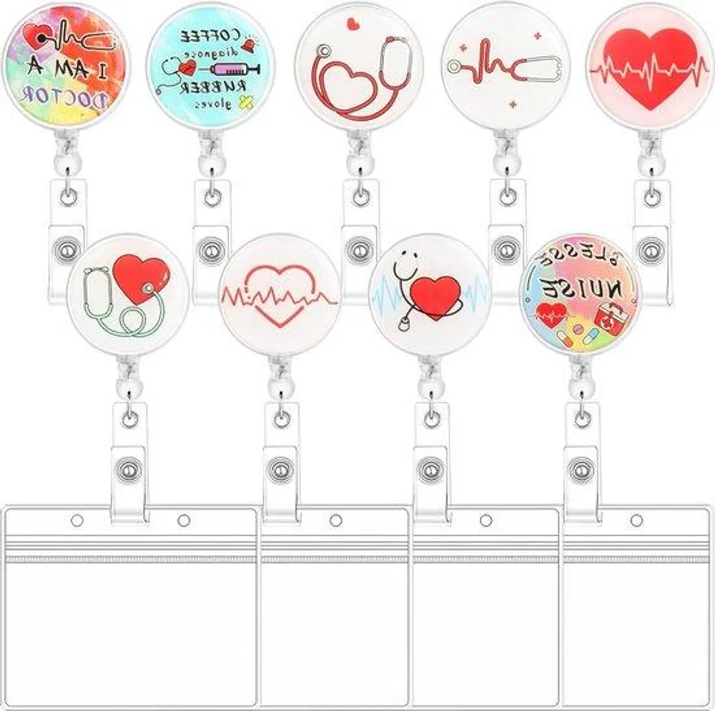 Porte-badge enrouleur avec cordon extensible lot de 9 couleurs variées