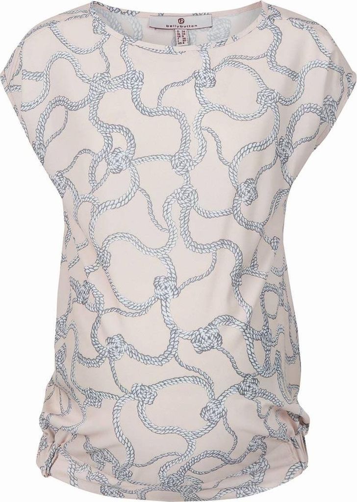 Damen Umstandstunika Beige Krawattenmuster Bellybutton