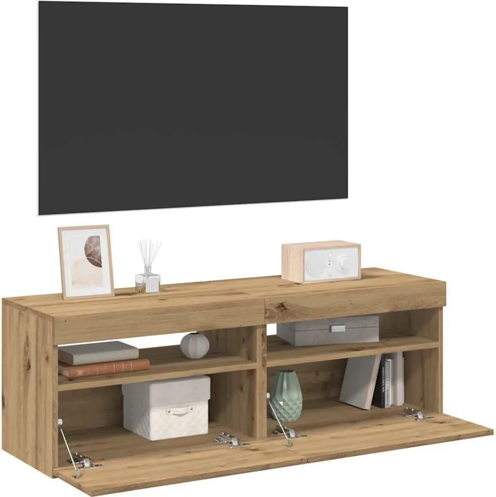 Set 2 Mobili Porta TV Maison Exclusive Rovere Artisan con LED Moderni