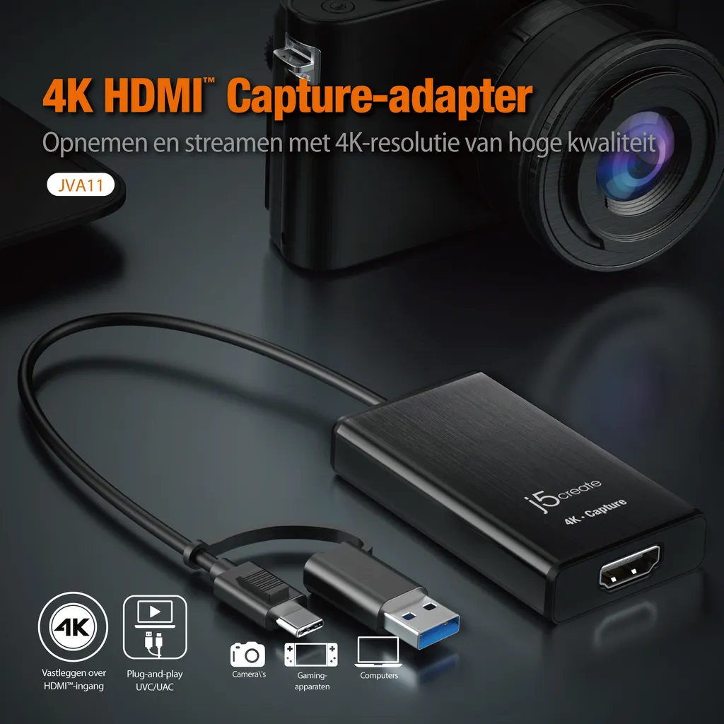 Transformez votre Caméra en Webcam 4K via j5create JVA11-N HDMI USB-C - 6