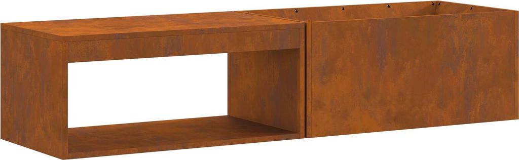 Möbel Feuerstelle mit Holzlager 160x45x35 cm Cortenstahl - Feuerkörbe & -schalen 859003