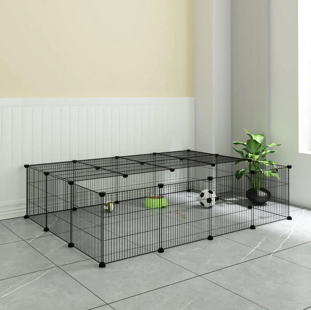 Clôture intérieure pour petits animaux 105 cm hauteur noire modulable