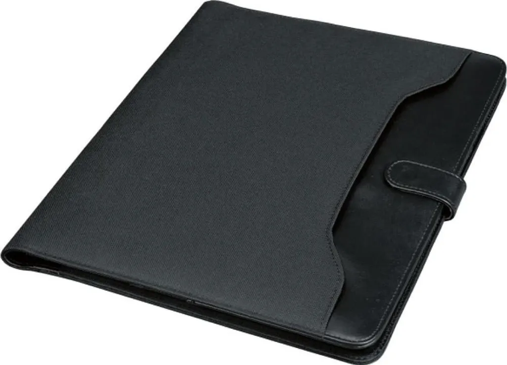 Conférencier A4 FANO noir en cuir synthétique avec finition premium