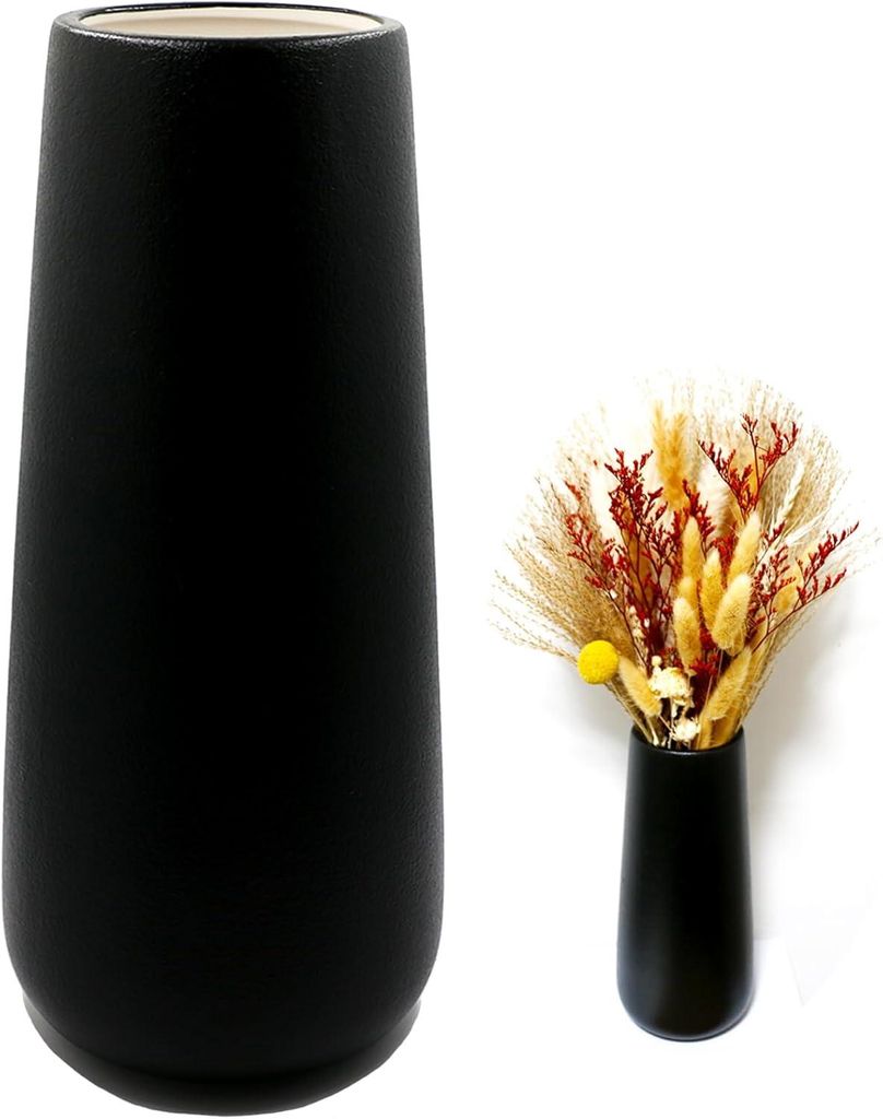 Gro?e, mattschwarze Keramikvase, 27,9 cm, modern, fš¹r Pampa, Schlafzimmer oder Bš¹ro
